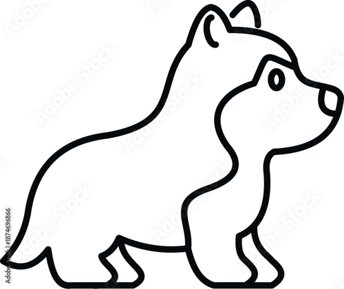 Simple cartoon husky puppy outline design on a white background