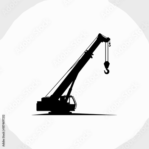 Crane Silhouette with Hook and Boom.