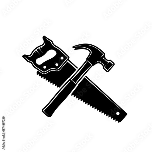 Crossed Hammer and Handsaw Illustration.