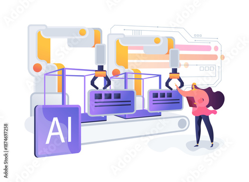 Automated Assembly Line abstract concept vector illustration.