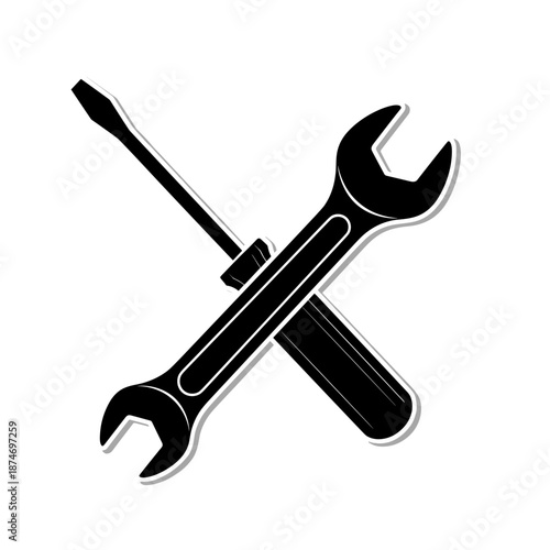 Crossed Wrench and Screwdriver Tools.