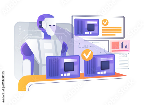 Robotic Quality Inspection abstract concept vector illustration.