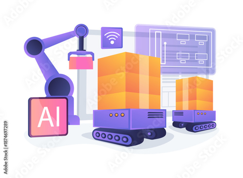 Robotic Material Handling abstract concept vector illustration.