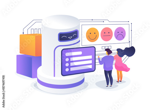 Robot Ethics Educational Game abstract concept vector illustration.