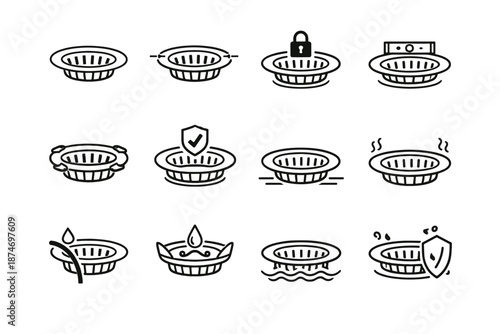 Seated prevention focus rim fit icons secure icon strainers vector cue strainer