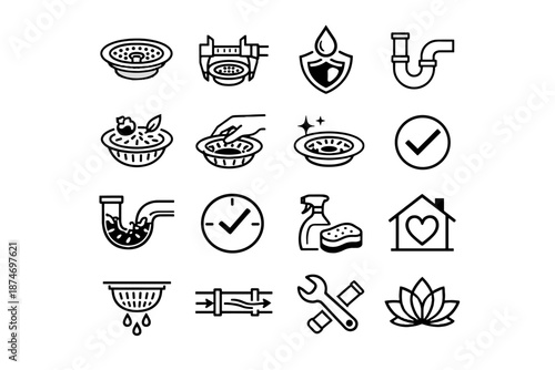 Fitting reliability sink vector calm quiet minimalist visual icon intentional