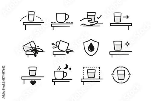 From vector safe set glass spill back placement icon minimalist focus