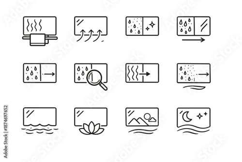 Vector arrows mirror heat icons bathroom cue icon influence logic reduction environment