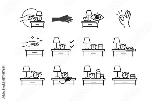 Minimalist icon focus vector hand ready test bedside confirmation verification extension quick