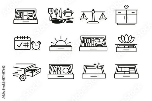 Use weight cookware clean icon vector routine minimalist overview kitchen cabinet