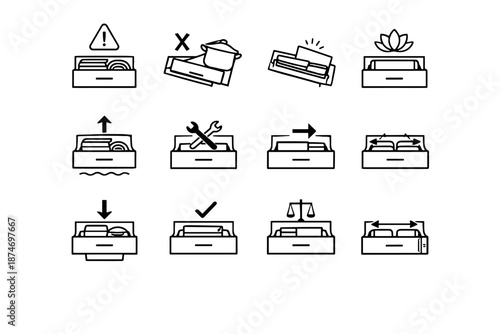 Vector strain calm icon correction awareness tilted warning logic kitchen drawer