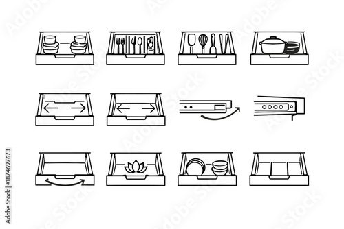 Grouped modern spacing items silhouette logic vector icon smooth iconography tools focus