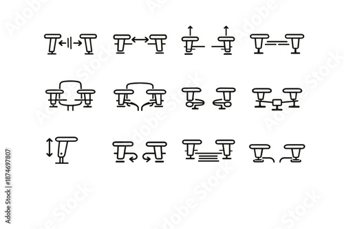 Balanced logic symmetrical stability support adjustment silhouette mirrored vector icons armrest armrests