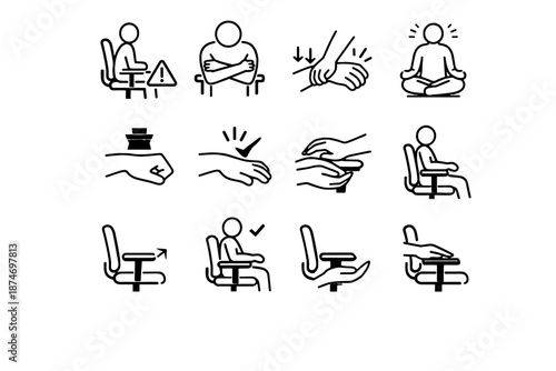 Wrist vector chair load calm low support icon ergonomic elbows too correction