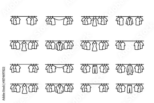 Vector lightweight toward reduced garment ends thin minimalist closet icon spacing icons