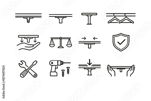 Center reliability support load vector calm usage icon installation set closet focus
