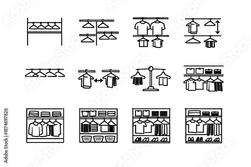 Lower icons upper capacity rail distributed focus organization closet separation vector icon