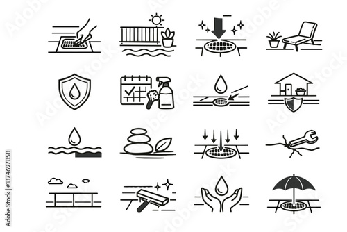 Calm resilience space damage drain balcony drainage water outdoor mindset vector icon