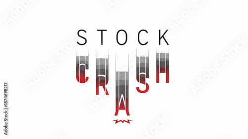 Cracking stock crash letters in gray red shades