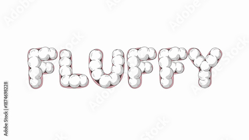Fluffy white bubble letters forming cute word illustration
