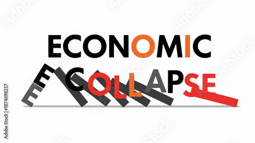 Falling economic collapse text in black red design