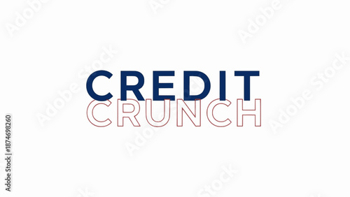 Pink tinted credit crunch text in blue illustration