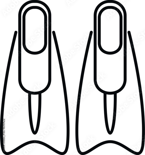 Pair of outline flippers for underwater swimming, diving, and snorkeling