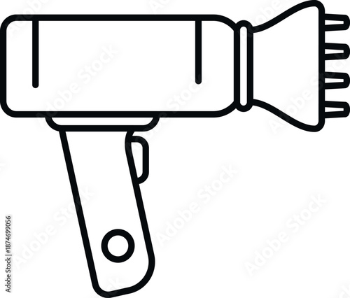 Hair dryer with diffuser attachment line art icon