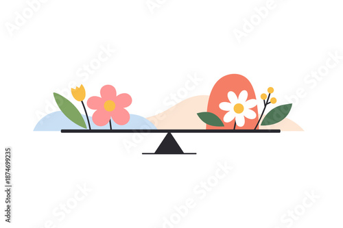 Balancing floral elements on seesaw with minimalist style
