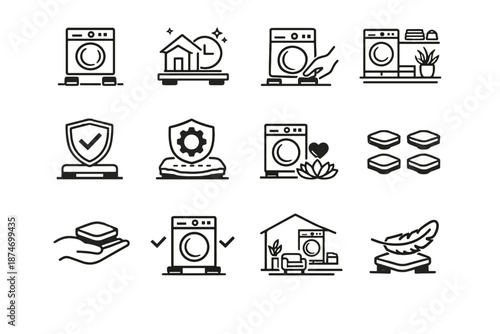 Vector quiet culture calm icon appliance support minimalist reliability visual living icons