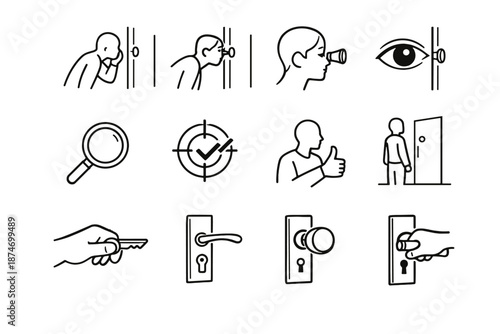 Peephole icons icon confirmation focus vector use silhouette aligned to minimalist verification