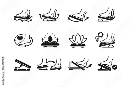 Footrest logic icons motion dynamic rocking circulation icon arrows boost desk calm