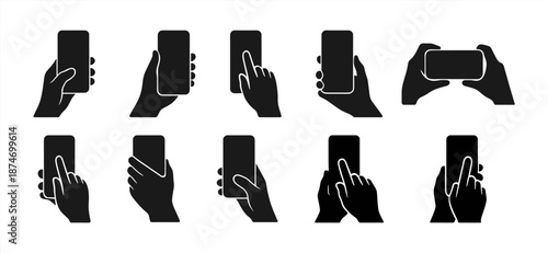 Hand gestures with smartphone in various positions