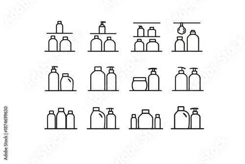 Focus silhouettes gravity icons minimalist icon container shower safety vector stability logic