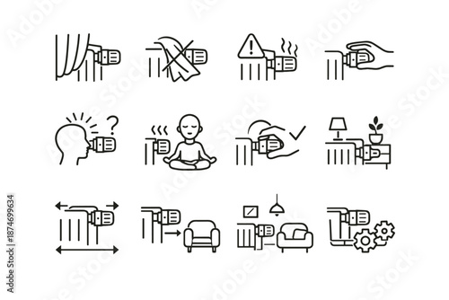 Loss icon radiator crossed vector valve cue calm interference awareness overlap