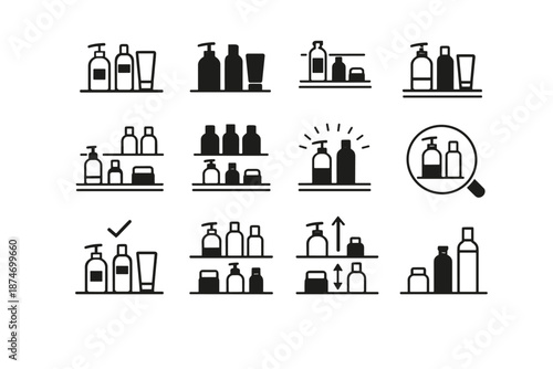 Logic minimalist label quick clarity calm icon silhouette shower identification routine vector