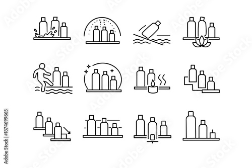 Icon placement efficiency icons arc focus splash zone vector shower silhouette awareness