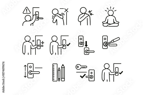 Key prevention correction lock vector access calm icon silhouette logic ergonomic shoulder