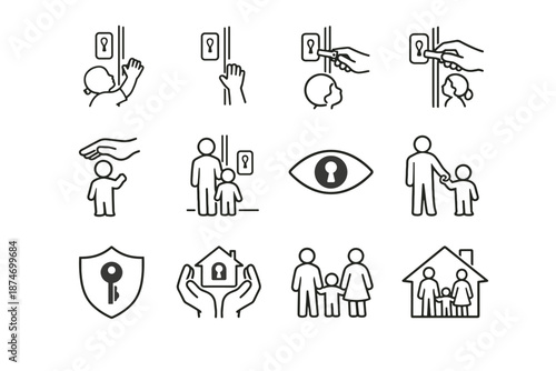 Near safety focus supervised protection icons logic child small vector icon consideration
