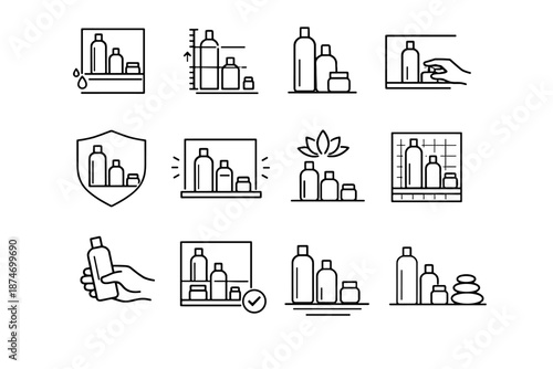 Icon living vector shower bathroom everyday minimalist confidence zoning ease organization