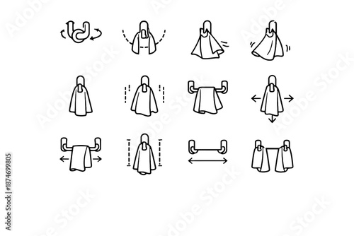 Minimalist icon rotation bathroom spacing vector towel precision logic free swinging focus