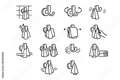 Icon hardware bathroom clearance towel silhouette clean minimalist hook vector use usability