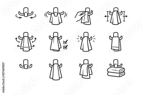 Towel swing nudging silhouette vector icon confirmation hand ready focus quick bathroom