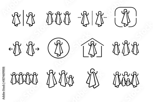 Vector towel shared hooks personal logic user bathroom family icon calm towels