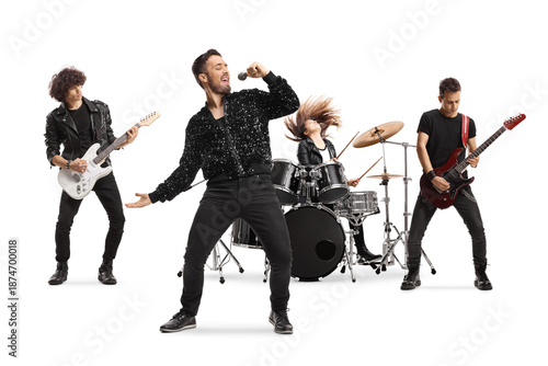 Rock band performing live on stage