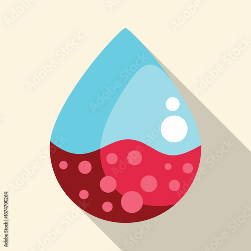 Blood drop illustration separating red blood cells from plasma for medical analysis