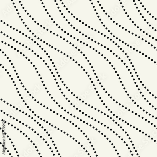 Vector seamless pattern. Modern spotted texture. Repeating abstract dotted background. Graphic wavy stripes. Can be used as a swatch in Illustrator.