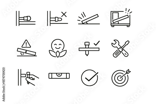 Vector collapse prevention safety cabinet awareness icon calm partially logic pin cue