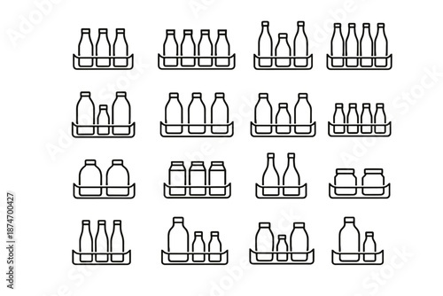 Icon balanced fridge placement gaps row focus icons evenly vector bottles precision