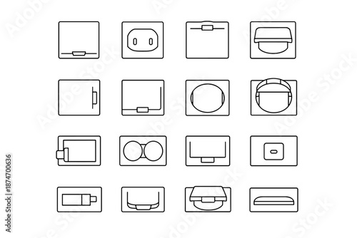 Icon vector flush cover level power faceplate logic alignment silhouette socket minimalist